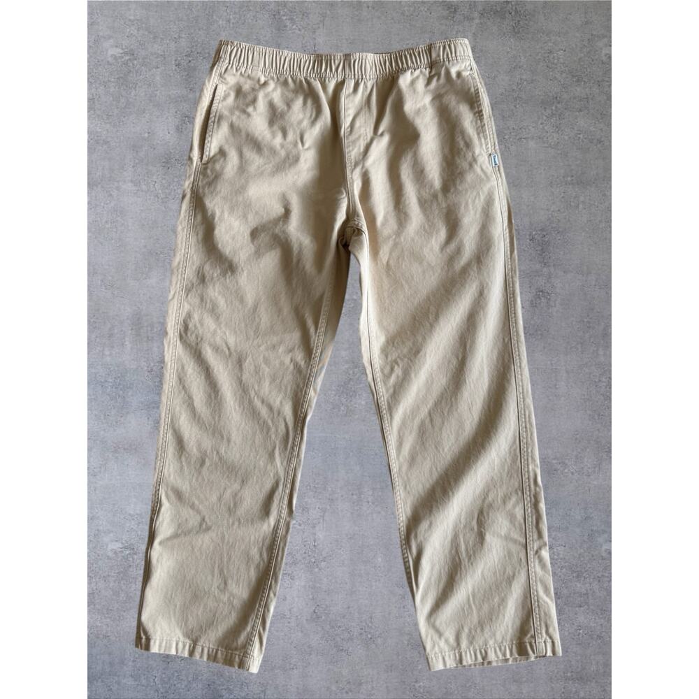 Birdwell Beach Britches Mens Large Khaki Cotton Elastic Waist Beach Surf Pants